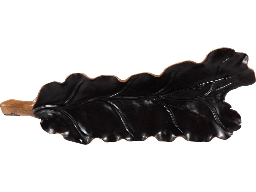 Leaf Bowl, Teak Wood, Natural & Black, Finish - image 1