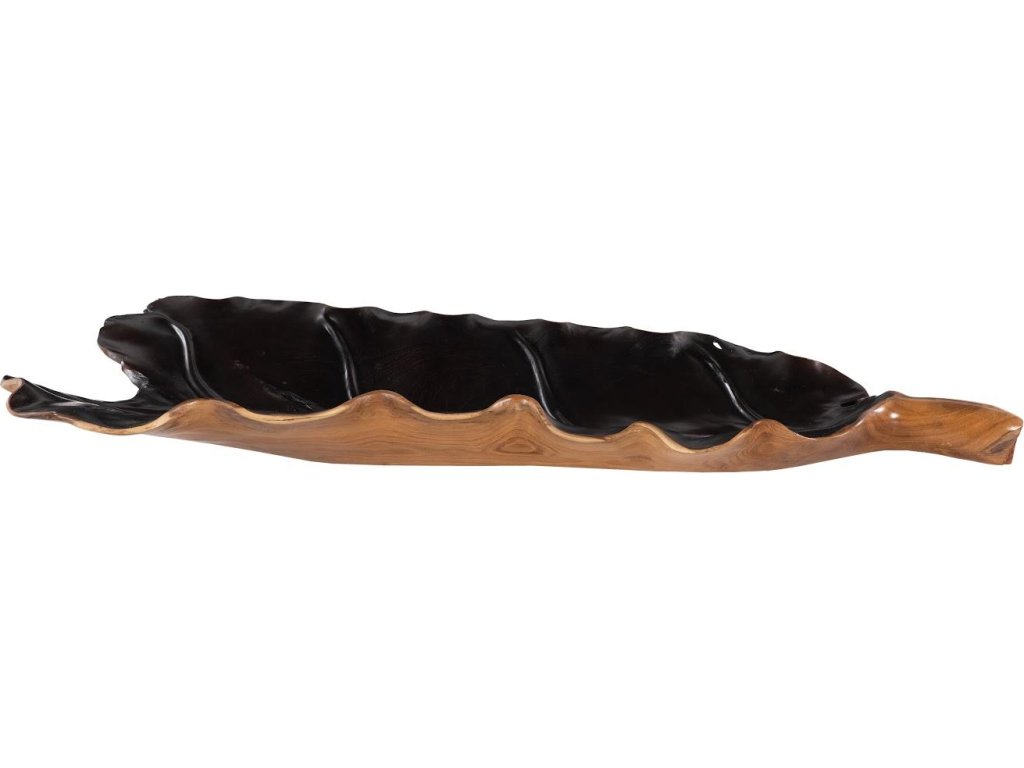 Leaf Bowl, Teak Wood, Natural & Black, Finish - main image
