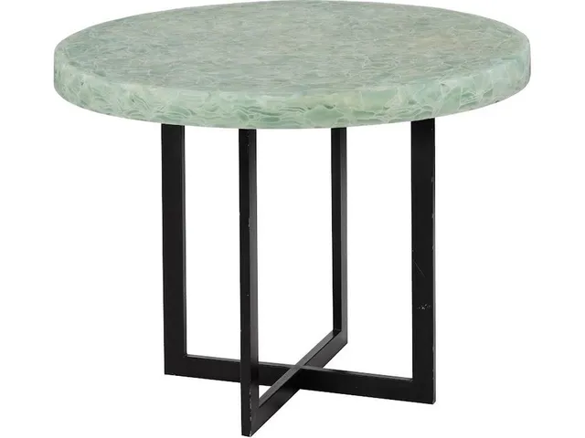 Folded Glass Table, , Round, Black Base