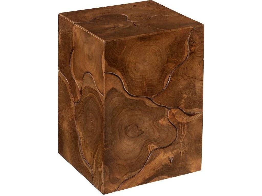 Teak Slice Stool, Square - image 1