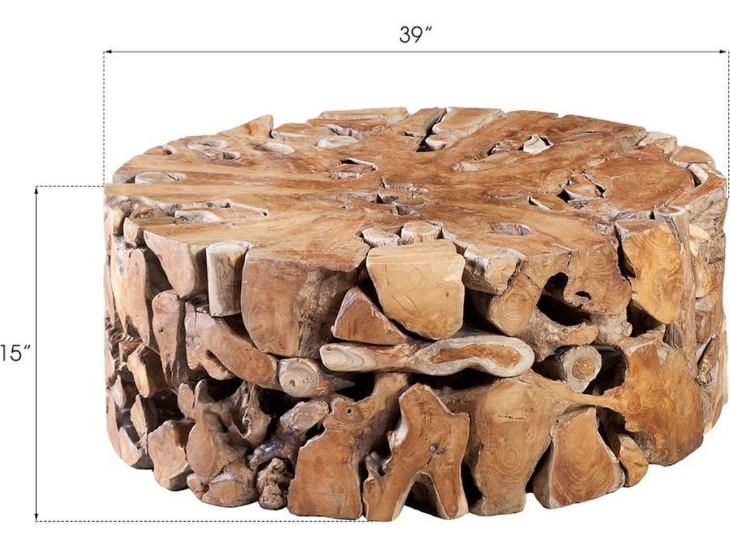 Teak Chunk Coffee Table, Round - image 2
