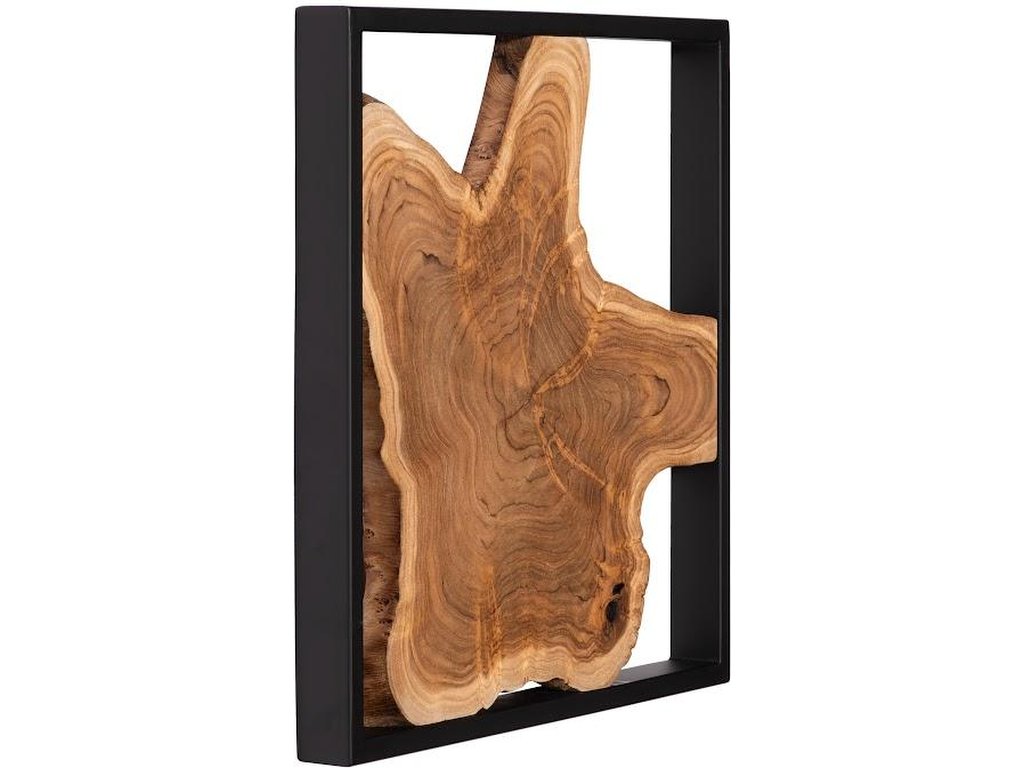 Framed Slice Wall Tile, Teak Wood, Black Frame - image 1