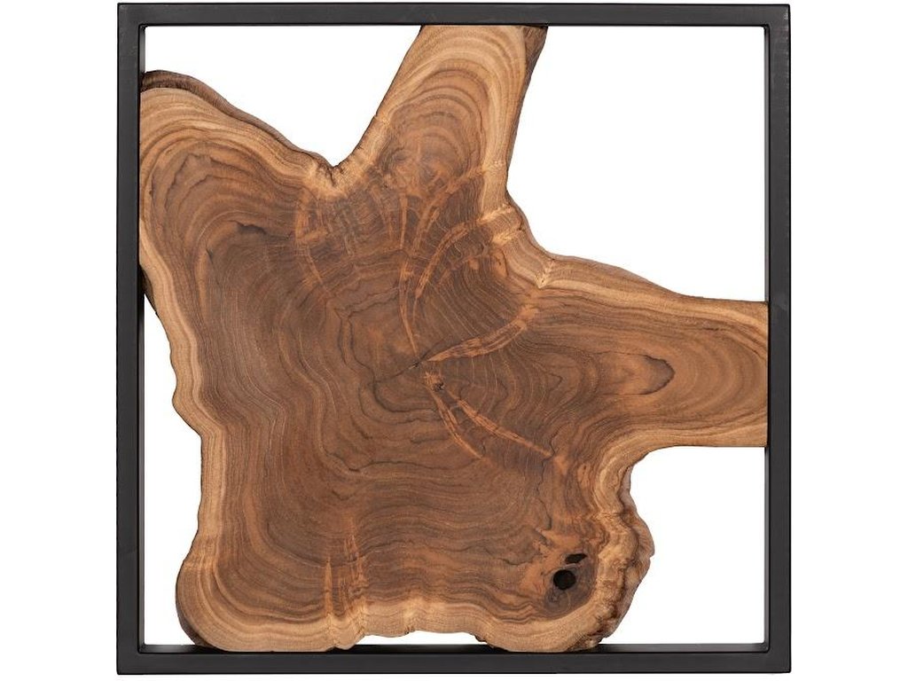 Framed Slice Wall Tile, Teak Wood, Black Frame - main image