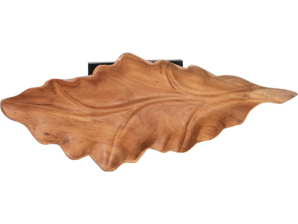 Carved Leaf Sculpture on Stand, Mahogany - image 1