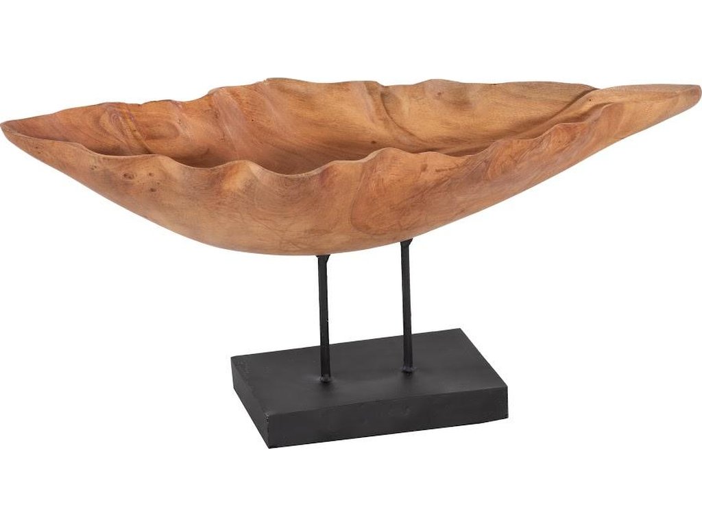 Carved Leaf Sculpture on Stand, Mahogany - image 2