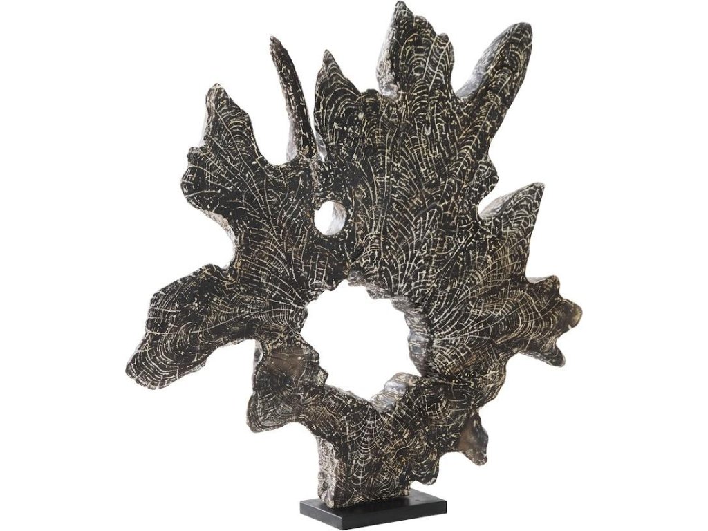Teak Sculpture on Stand, Black Wash - image 1