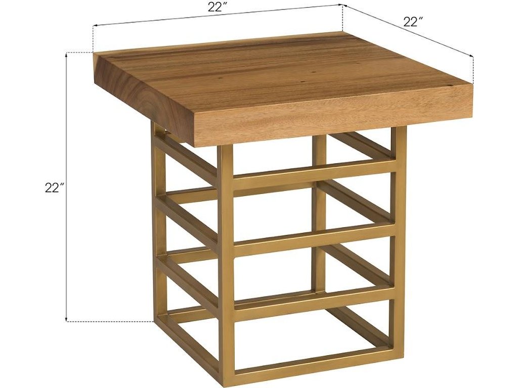 Ladder Side Table, Suar Wood, Natural/Brass Finish - image 3