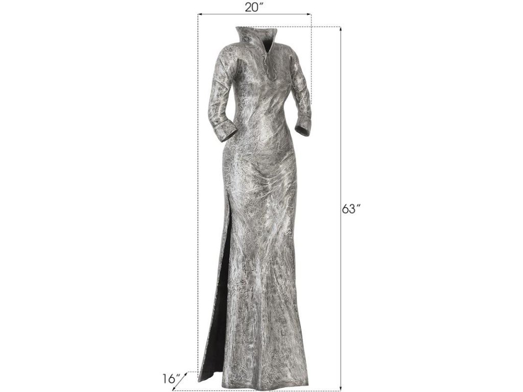 Dress Sculpture, Long Sleeves, Black/Silver, Aluminum - image 3