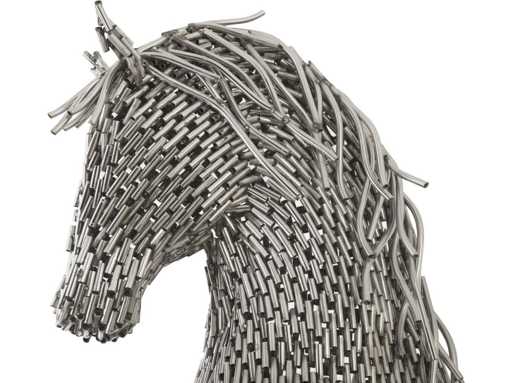 Horse Pipe Sculpture, Rearing, Stainless Steel - image 1