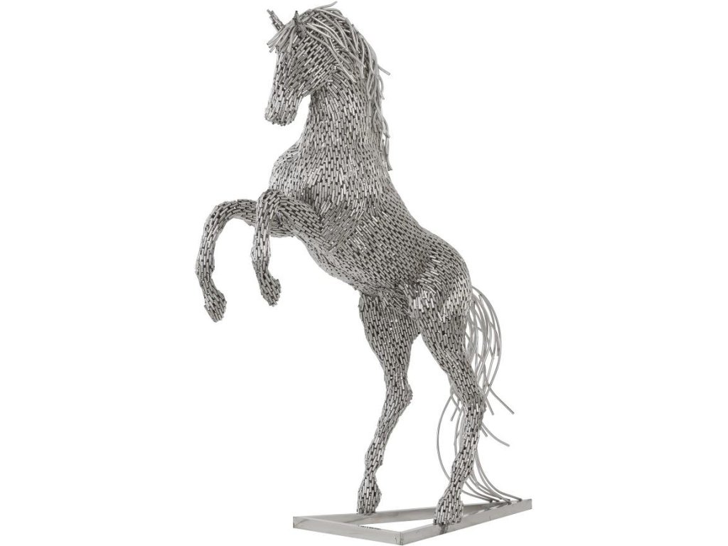 Horse Pipe Sculpture, Rearing, Stainless Steel - main image