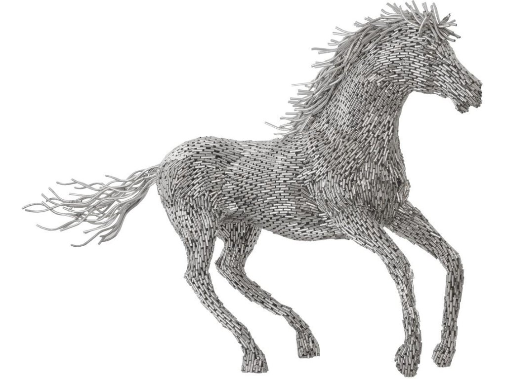 Horse Pipe Sculpture, Galloping, Stainless Steel - main image