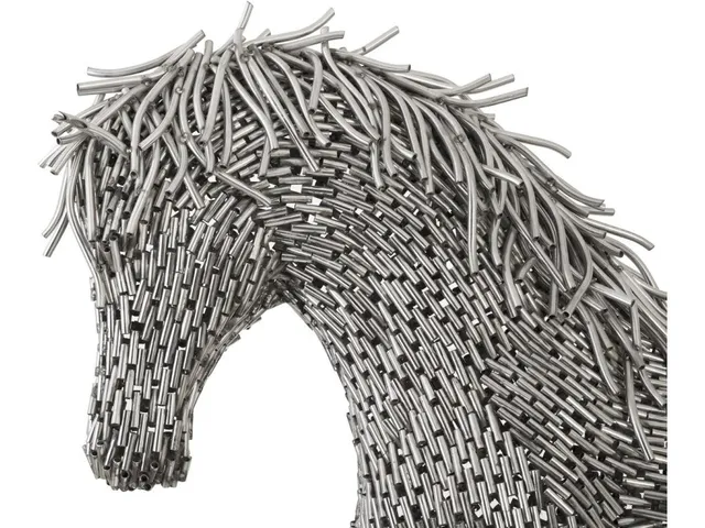Horse Pipe Sculpture, Walking, Stainless Steel - Alternative View
