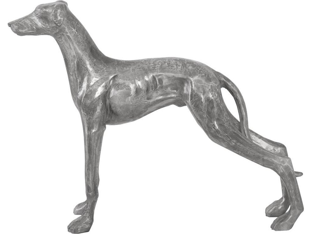 Posing Dog Sculpture, Black/Silver, Aluminum - image 1