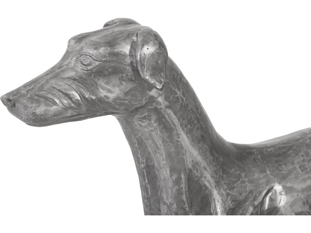 Posing Dog Sculpture, Black/Silver, Aluminum - image 2
