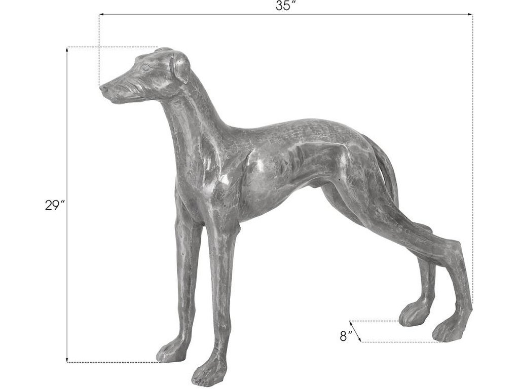 Posing Dog Sculpture, Black/Silver, Aluminum - image 3