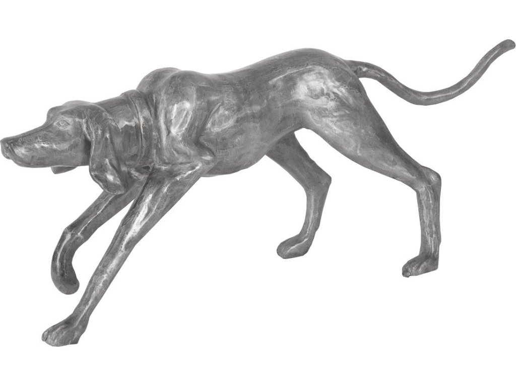 Walking Dog Sculpture, Black/Silver, Aluminum - main image