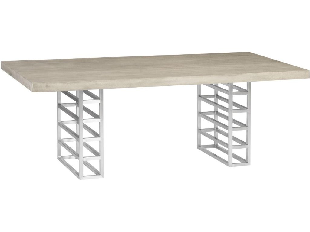 Ladder Dining Table, Suar Wood, Gray/Silver Finish - main image