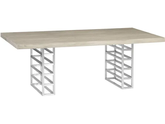 Ladder Dining Table, Suar Wood, Gray/Silver Finish