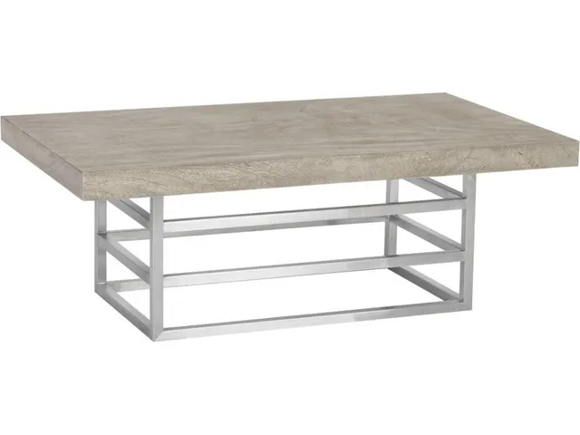Ladder Coffee Table, Suar Wood, Gray/Silver Finish