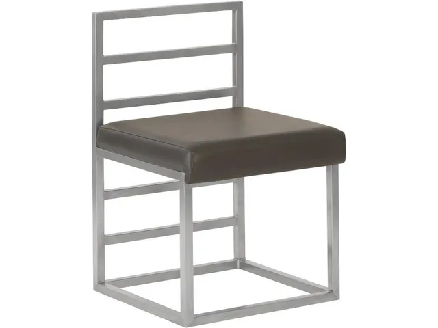 Ladder Dining Chair Low Back, Gray/Silver Finish