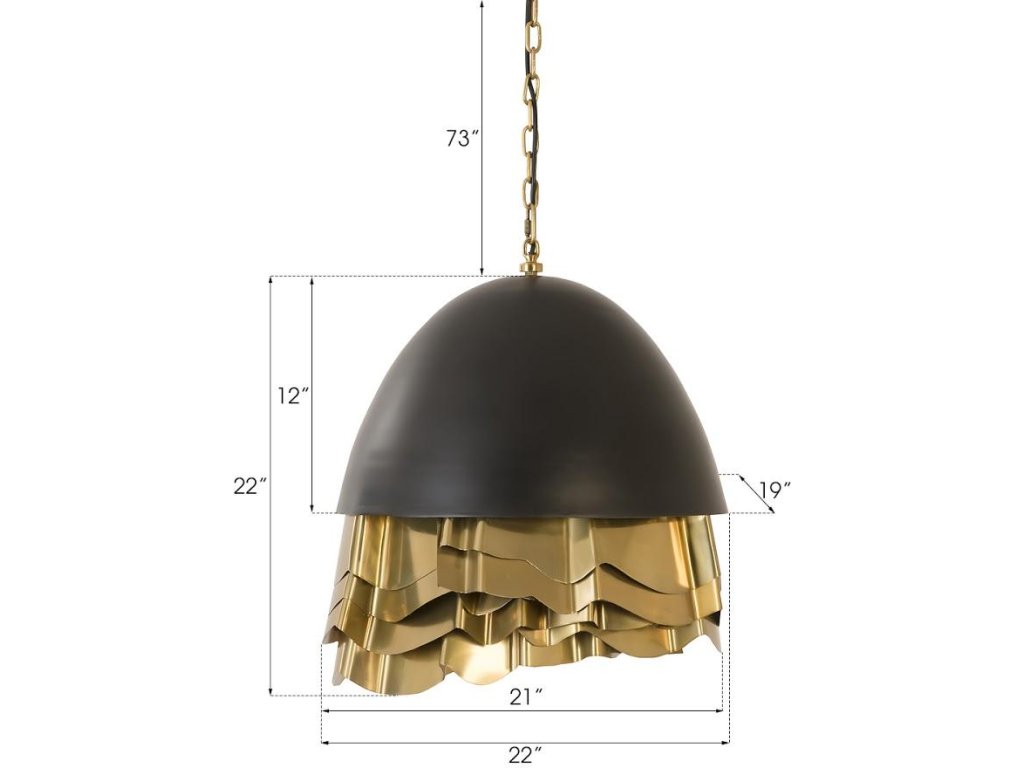 Ruffle Chandelier, Black/Brass - image 3
