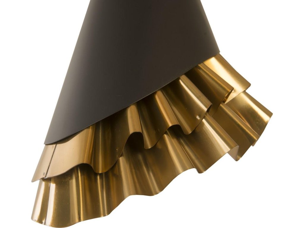 Ruffle Pendant Lamp, Black/Brass - image 1