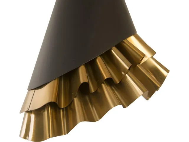 Ruffle Pendant Lamp, Black/Brass - Alternative View