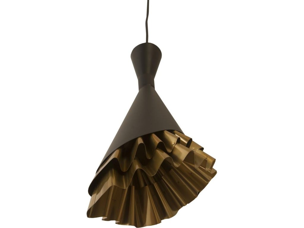 Ruffle Pendant Lamp, Black/Brass - image 2
