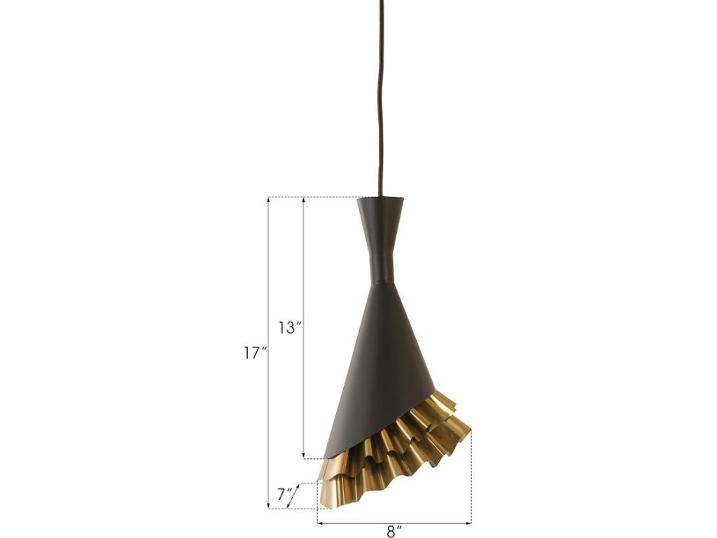 Ruffle Pendant Lamp, Black/Brass - image 3