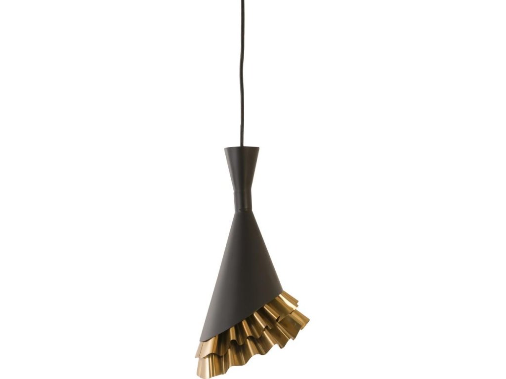 Ruffle Pendant Lamp, Black/Brass - main image