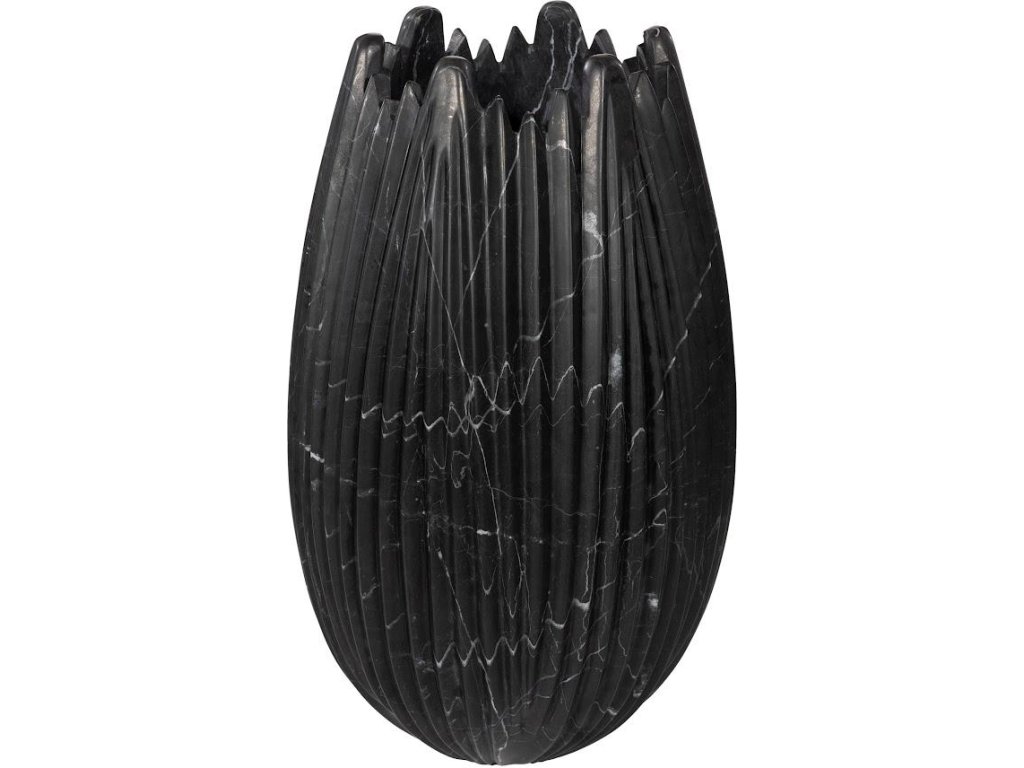 Marble Cocoon Vase, Black, Large - main image