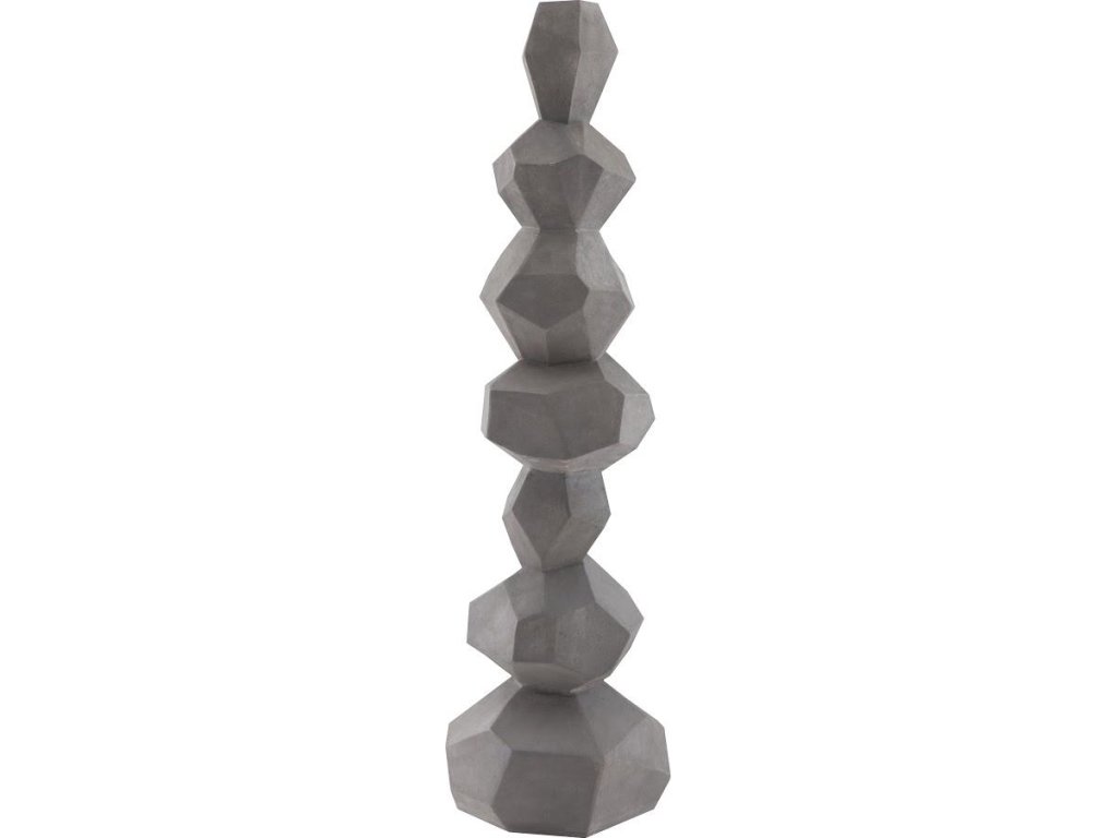 Faceted Rock Column Sculpture, Gray - main image