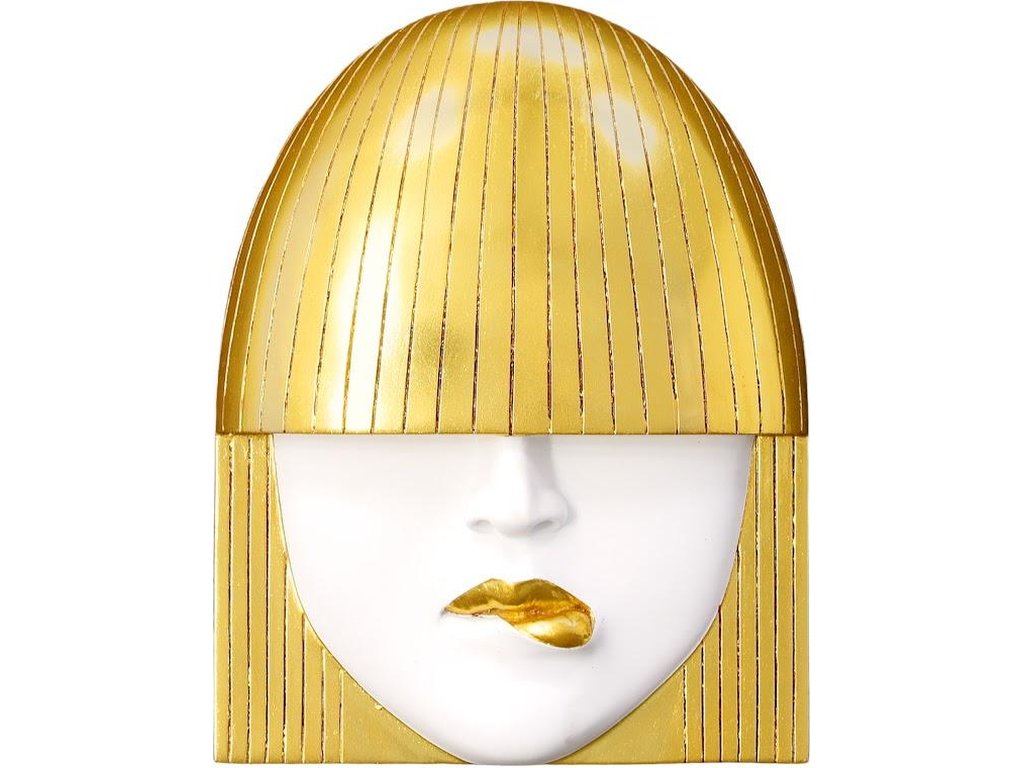 Fashion Faces Wall Art, Small, White and Gold Leaf, Set of 3 - image 4