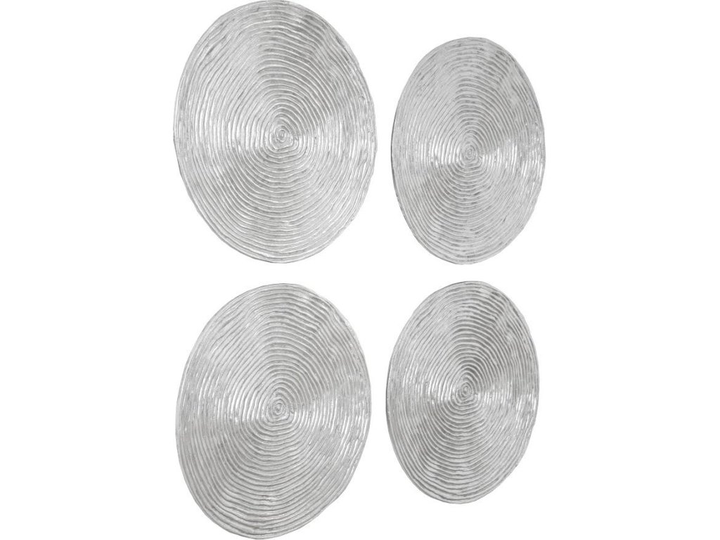 Ripple Wall Disc, Set of 4, Resin, LG, Silver Leaf with Antiquing - image 1