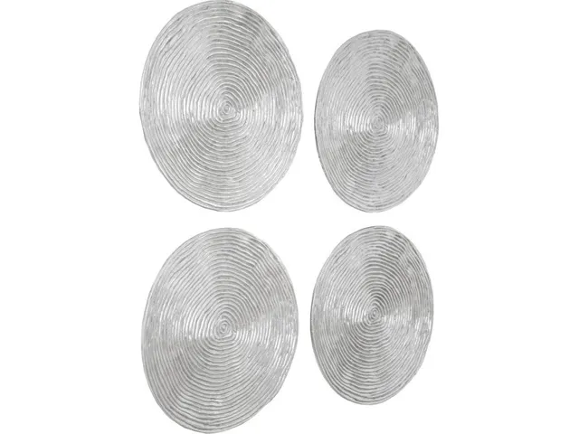 Ripple Wall Disc, Set of 4, Resin, LG, Silver Leaf with Antiquing - Alternative View