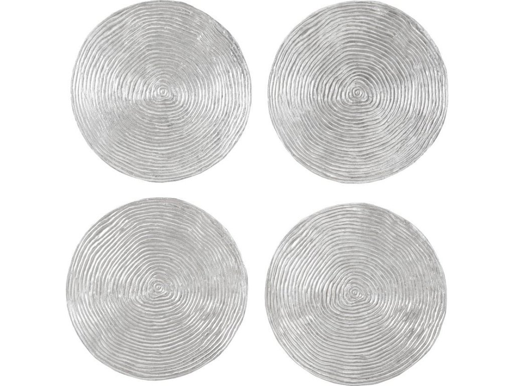 Ripple Wall Disc, Set of 4, Resin, LG, Silver Leaf with Antiquing - main image