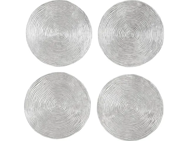 Ripple Wall Disc, Set of 4, Resin, LG, Silver Leaf with Antiquing