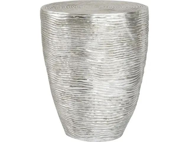 Ripple Side Table, Resin, Silver Leaf with Antiquing