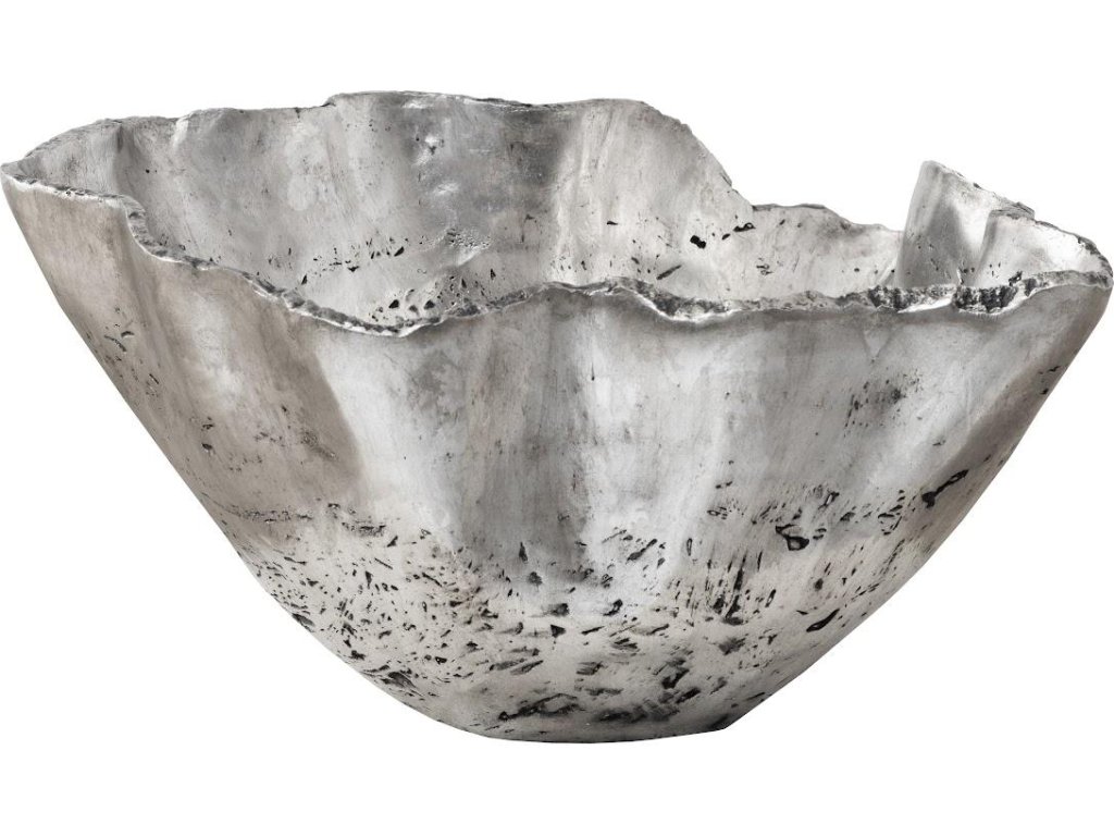 Cast Onyx Bowl, Silver Leaf, Large - image 2