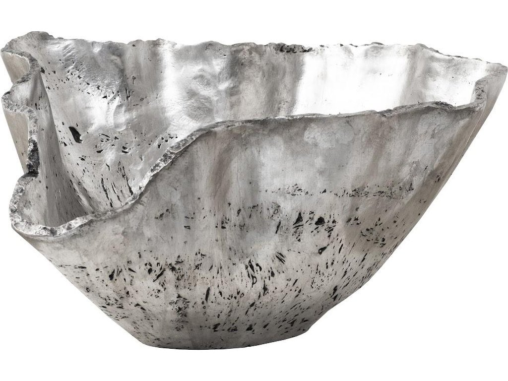 Cast Onyx Bowl, Silver Leaf, Large - main image