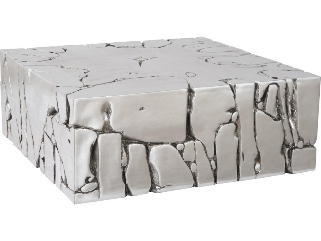 Chunk Square Coffee Table, Silver Leaf - main image