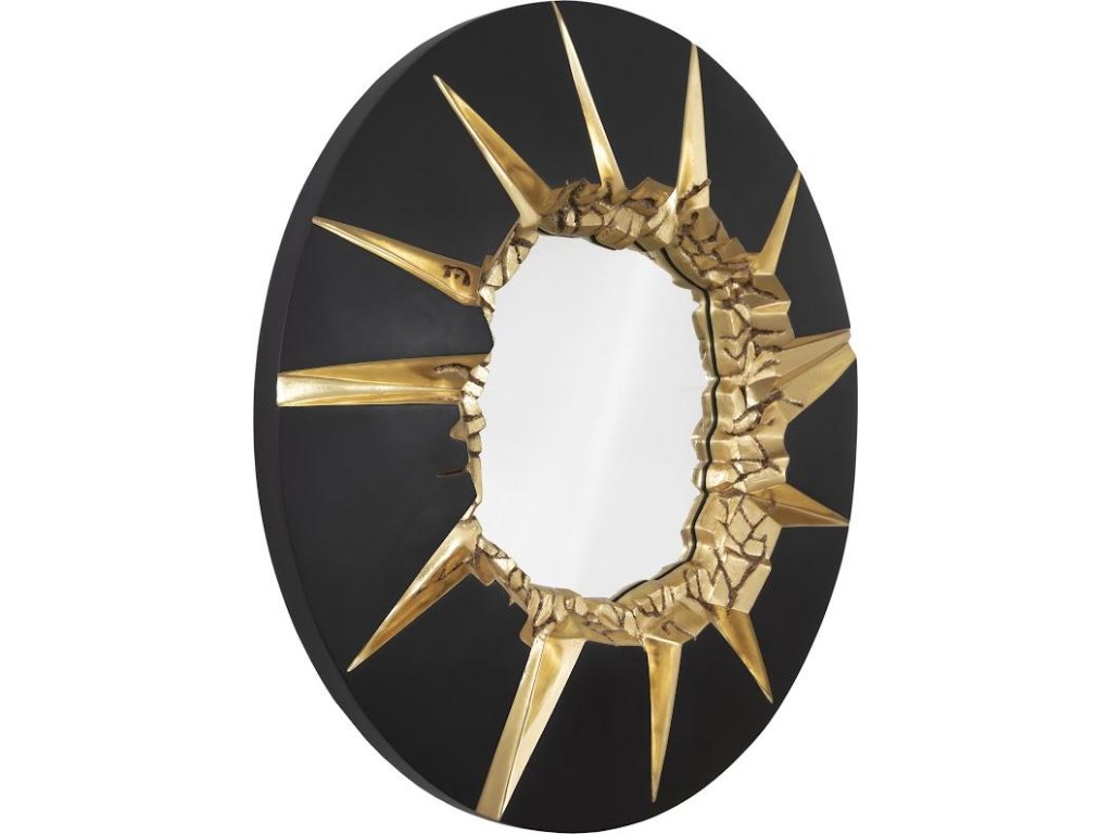 Circular Cracked Mirror, Black & Gold - image 1