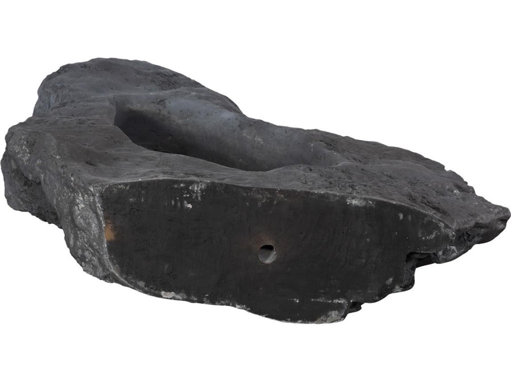 Colossal Cast Stone Sculpture, Single Hole, Charcoal Stone - image 5