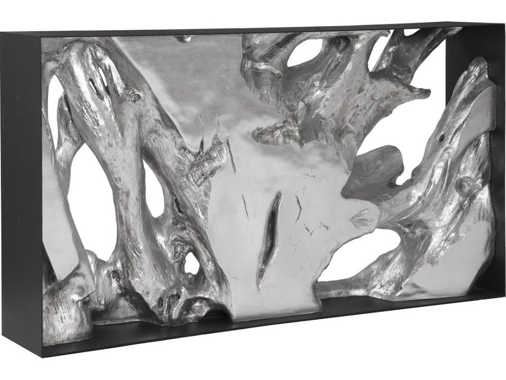 Cast Root Metal Framed Console Table, Resin, Silver Leaf, SM - image 1