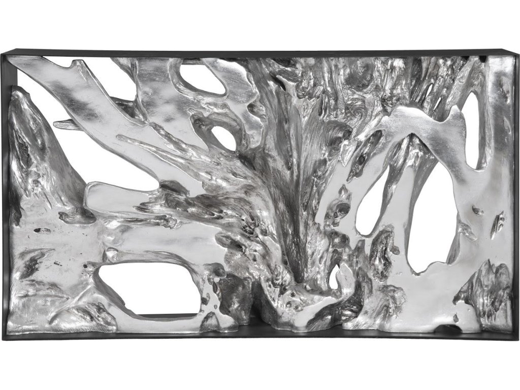 Cast Root Metal Framed Console Table, Resin, Silver Leaf, SM - image 2