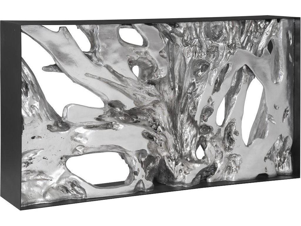 Cast Root Metal Framed Console Table, Resin, Silver Leaf, SM - main image