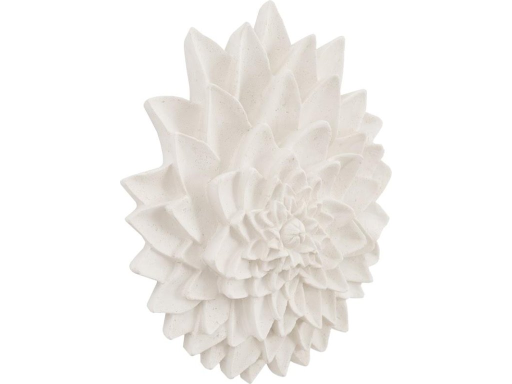 Dahlia Flower Wall Art, White Stone - image 1