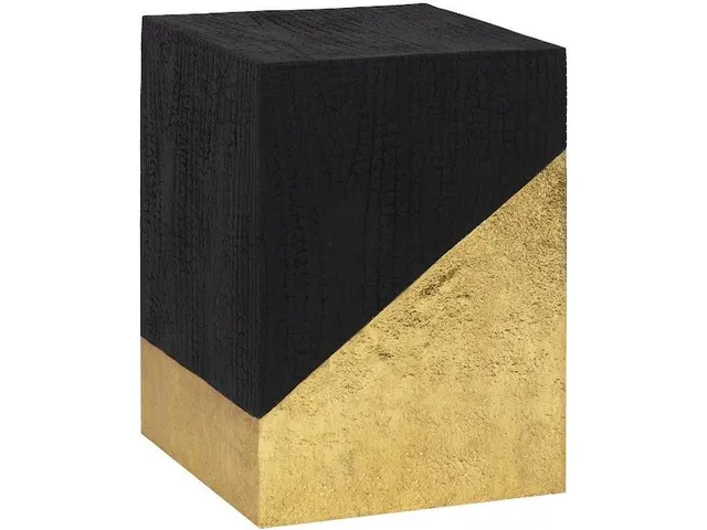 Scorched Side Table, Black and Gold Leaf