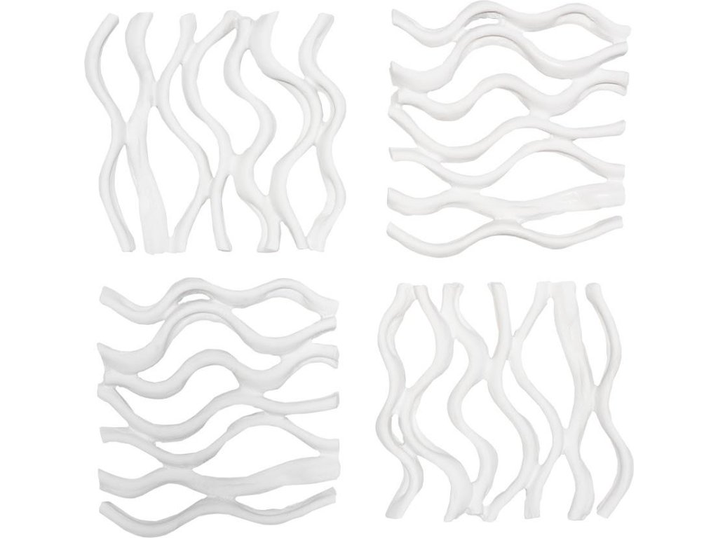 Vine Wall Tile, Matte White, Set of 4 - main image