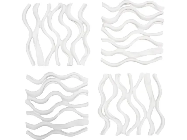 Vine Wall Tile, Matte White, Set of 4